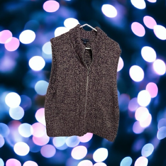 Westbound Woman Sweater Vest Jacket Size 2XL Purple Gray Knit Silver Full Zipper - Picture 2 of 9
